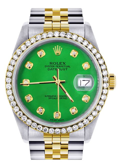 rolex ladies watch green face.